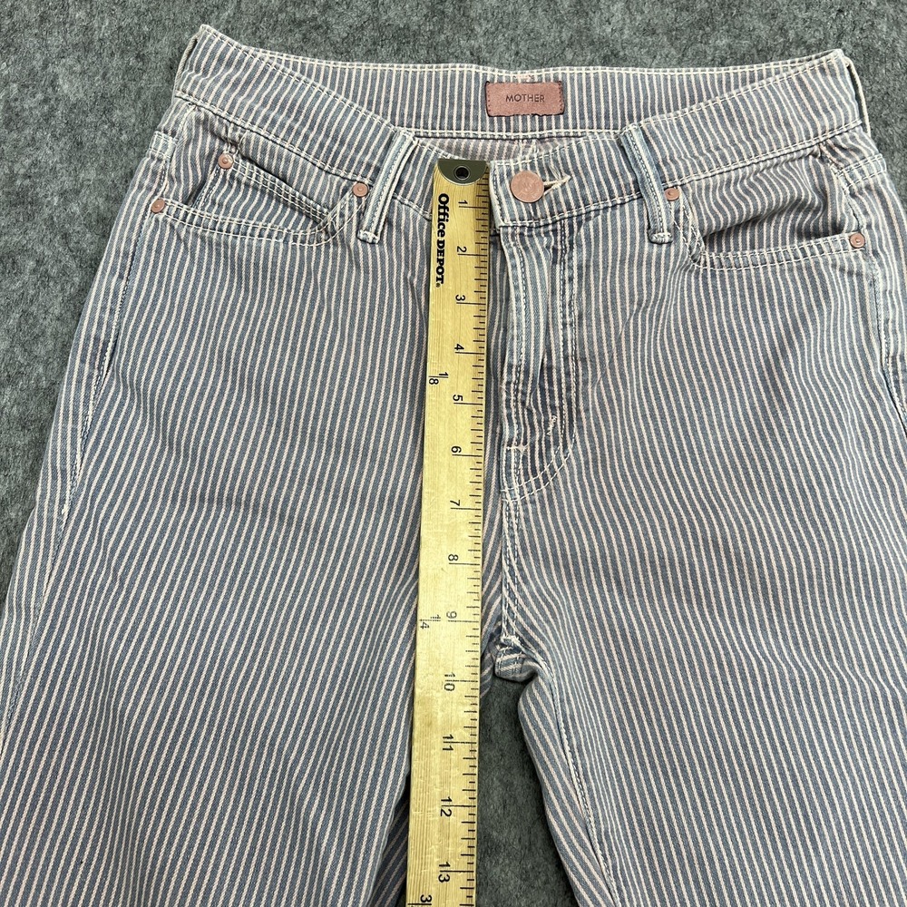 Mother Jeans Womens 25 Pink Stripe Rascal Ankle Snippet Raw Hem Stretch Denim - Picture 15 of 16